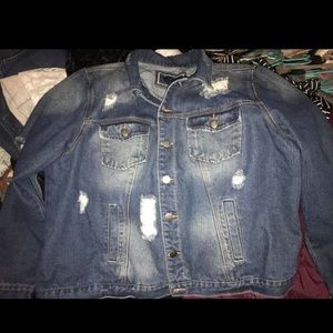 Rue21 plus size distressed denim jacket 2x